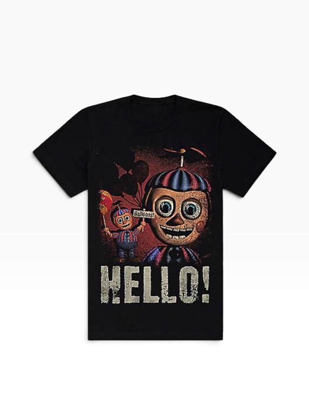 Five Nights at Freddy’s Balloon Boy Black 'HELLO!' Graphic Tee Mens Size XL